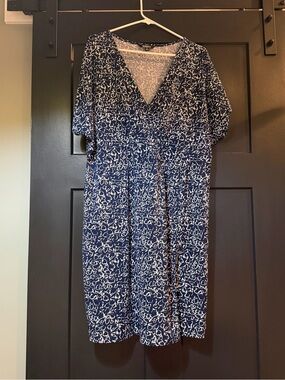 Nicole Miller Navy Floral Wrap Dress XXL